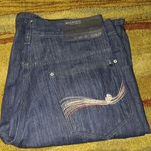 NWOT Rocawear Y2K baggy Embroidered jean shorts